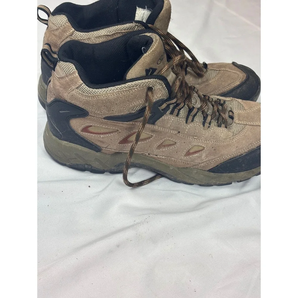 Ozark Trail Mens Tan Suede Mesh Hiking Boots Mid Top Lace Up Outdoor Shoes